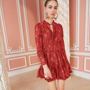 Ulla Johnson Liv Red Poppy Mini Dress XS 0